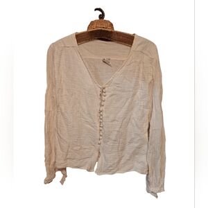 Vintage Y2K BALKAN 100% Cotton Boho Button Down Cropped Blouse Ladies Small USA